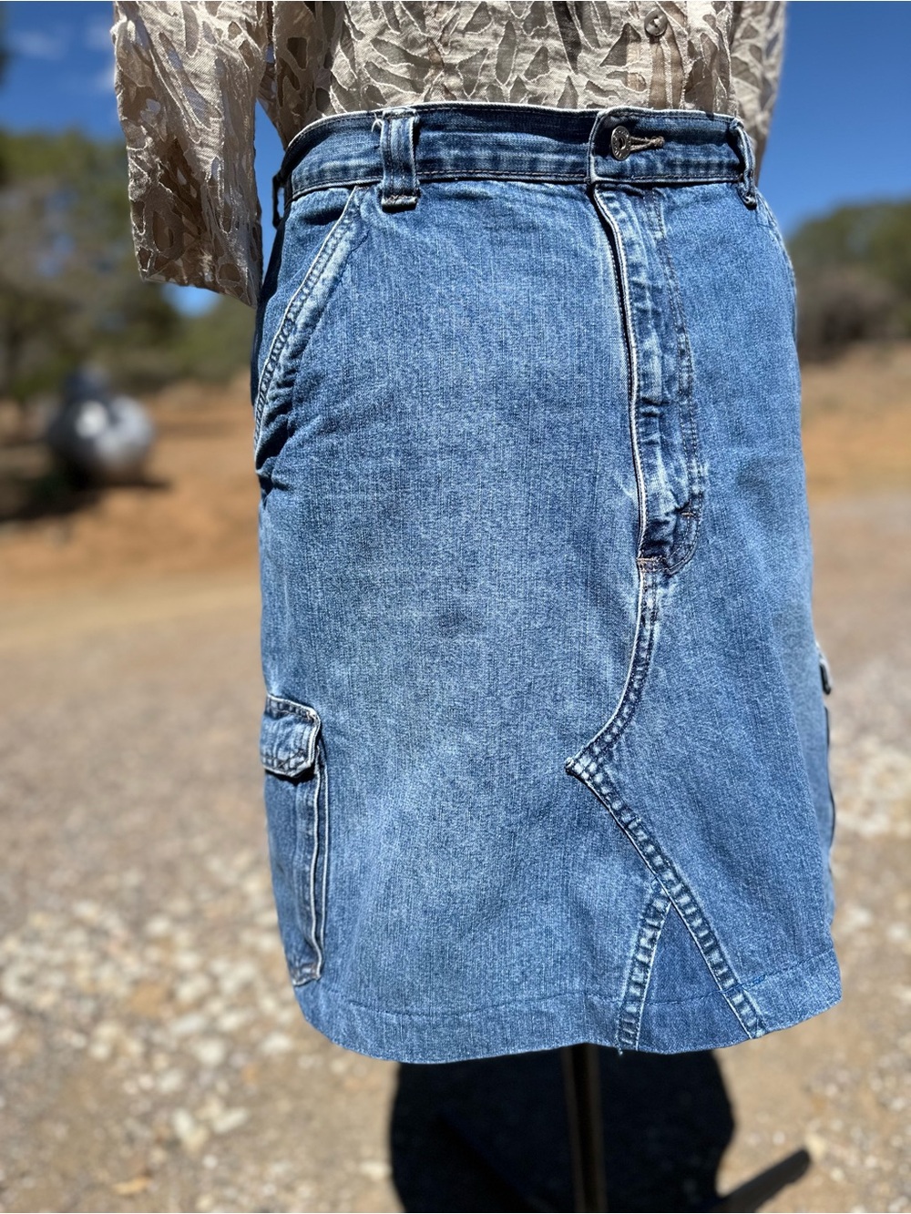 Wrangler Light Blue Denim Cargo Mini Skirt 2X